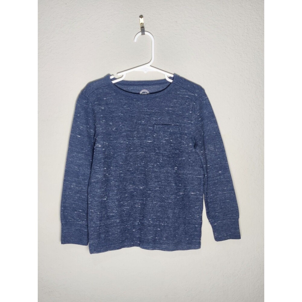 Wonder‎ Nation Boys XS (4-5) Blue Solid Long Sleeve Crew Neck Knit Pullover Tee